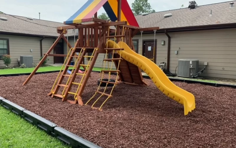 AFTER - Playground Makeover With Red Rubber Mulch