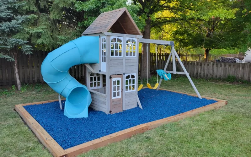 Playground With Blue Rubber Mulch