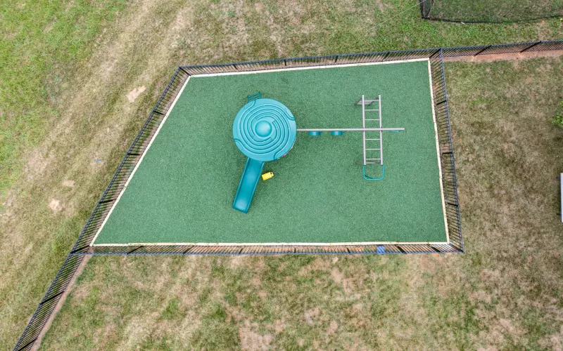 Playground with Green Rubber Mulch Birdseye View