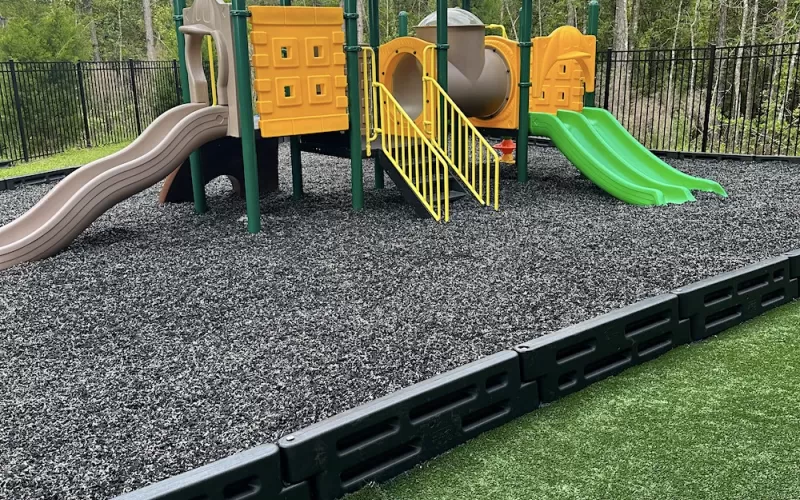 Playground with natural rubber mulch