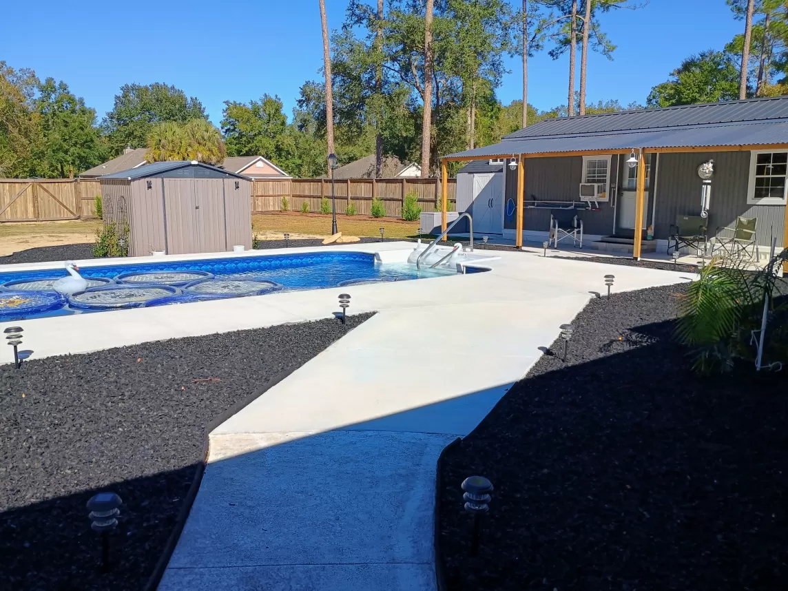 Pool Landscaping with Rubber Mulch