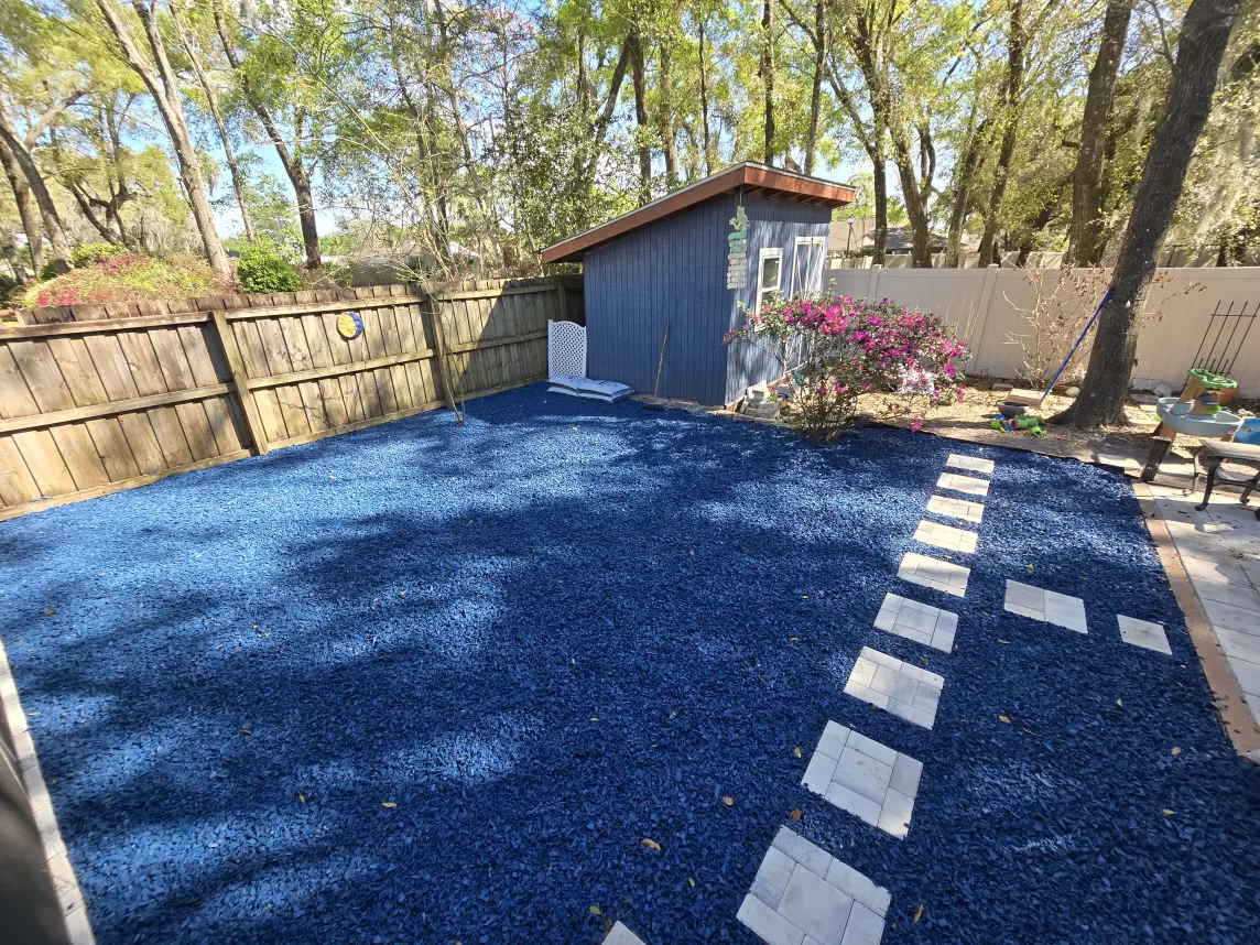 Play Area with Blue Rubber Mulch Ground Cover