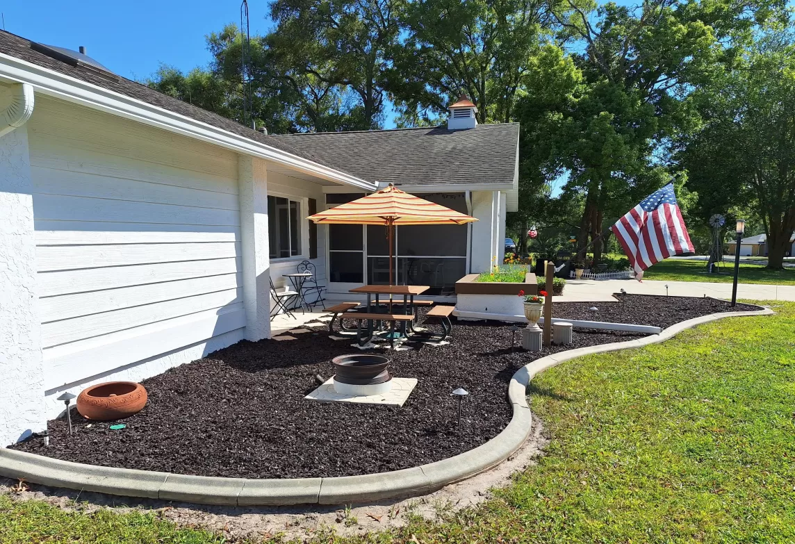 Front Island with Brown Rubber Mulch