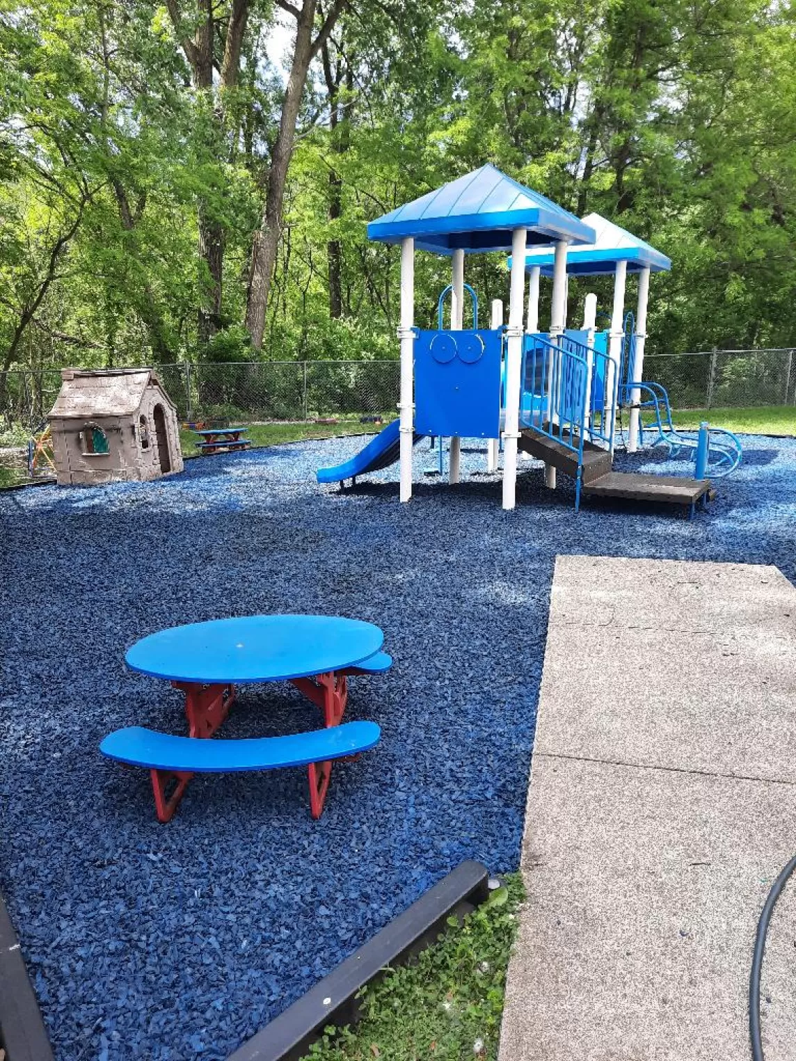 Playground with Blue Rubber Mulch