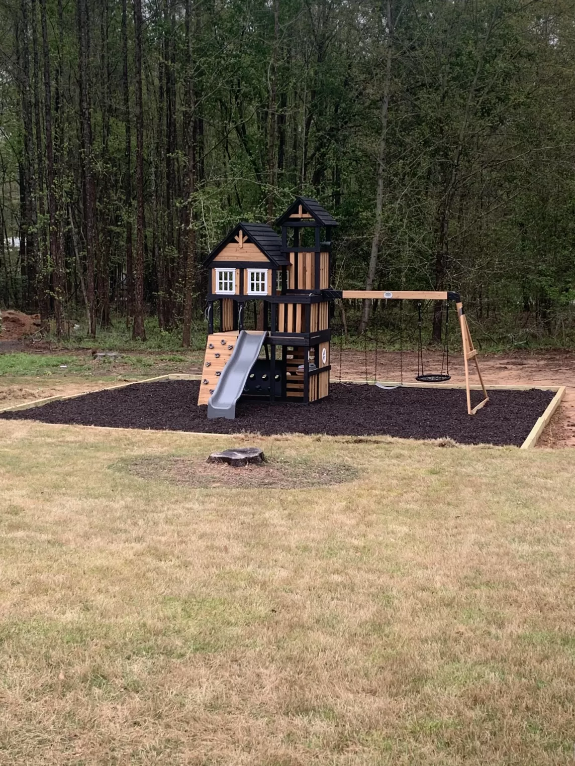 Playground with Brown Rubber Mulch