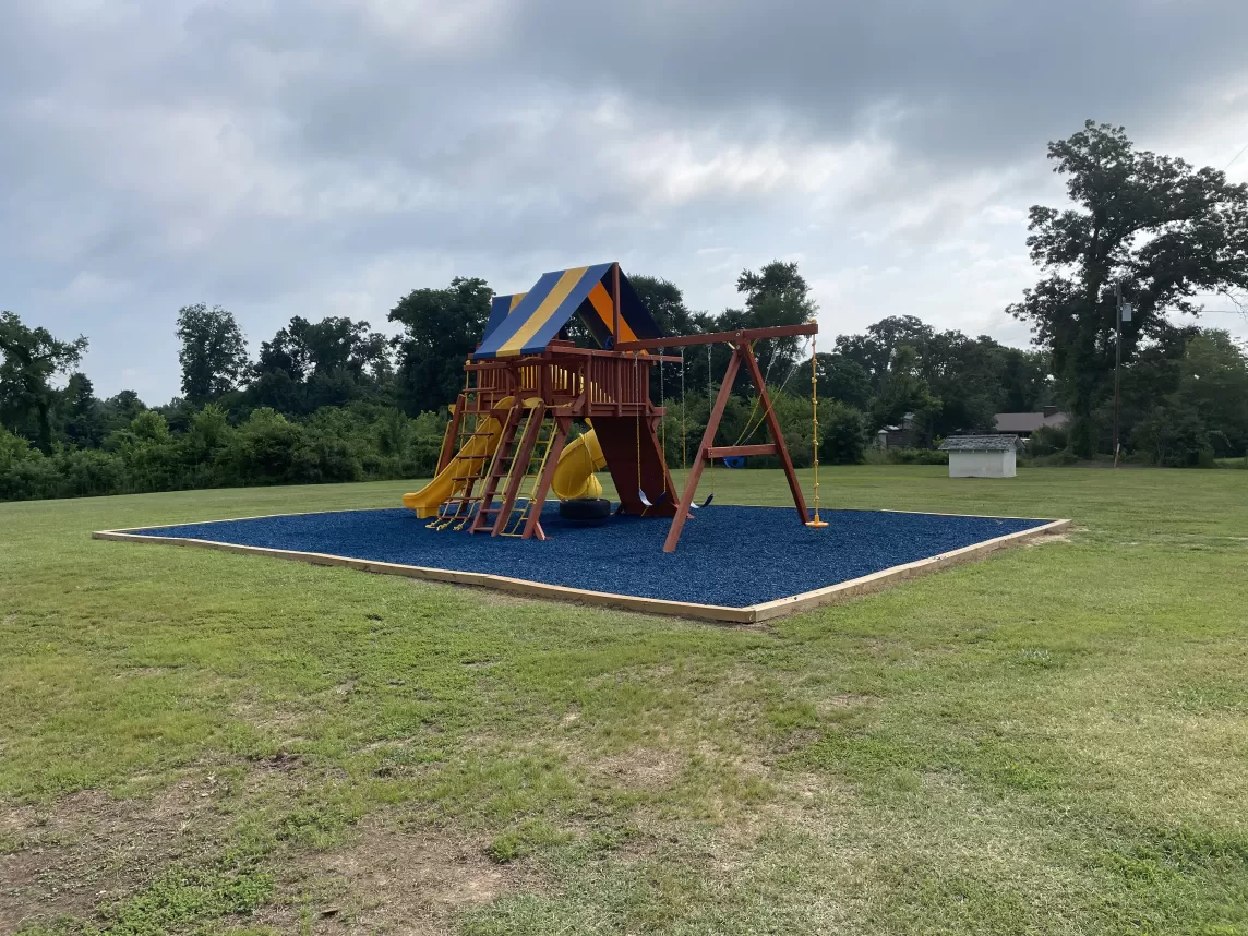 Church Playground With Blue Rubber Mulch