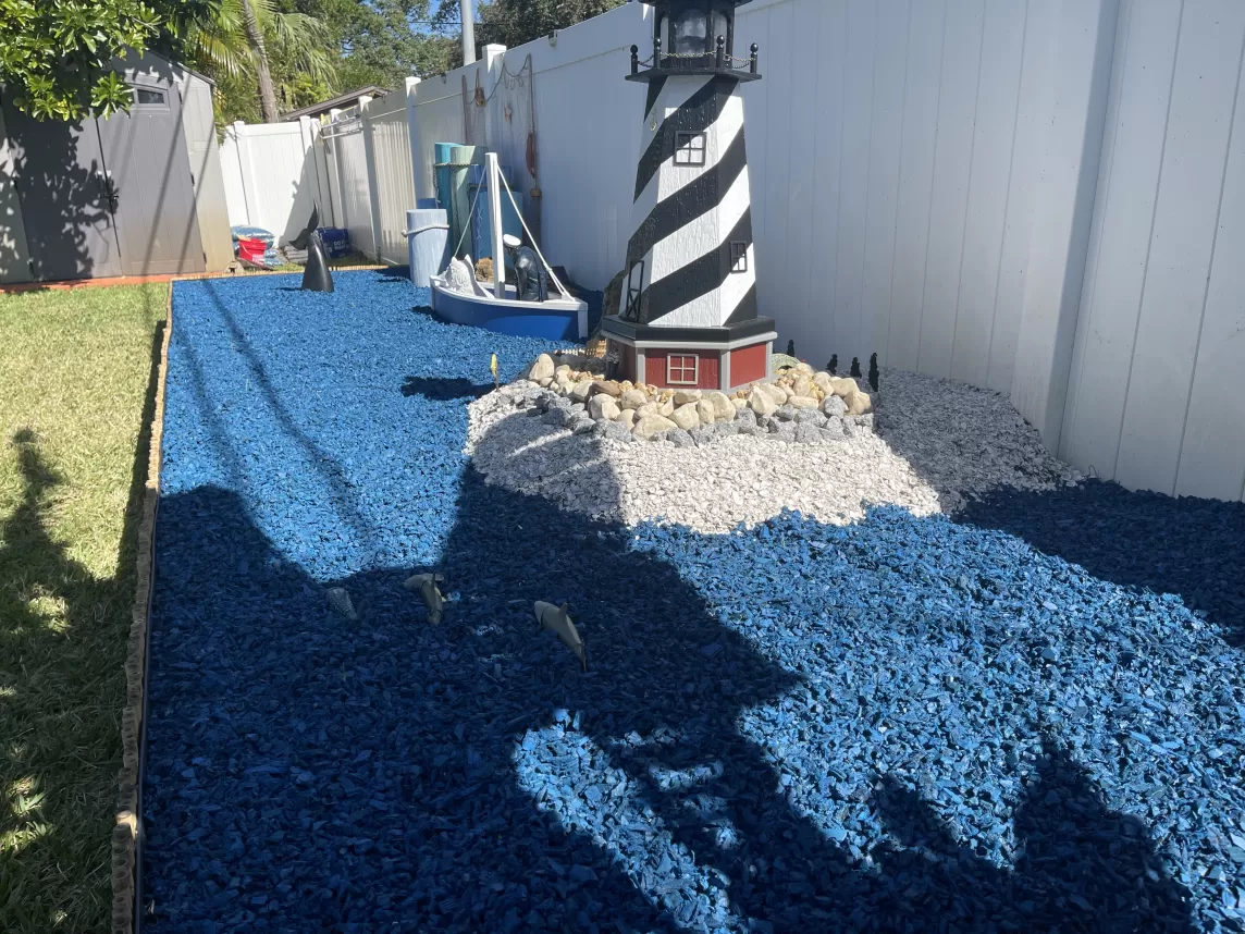 Blue Rubber Mulch Garden Fishing Village