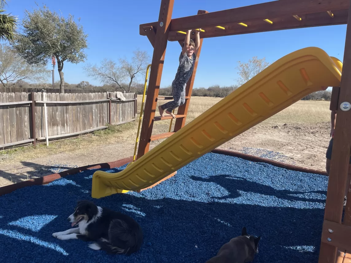 Country Club Playground With Blue Rubber Mulch