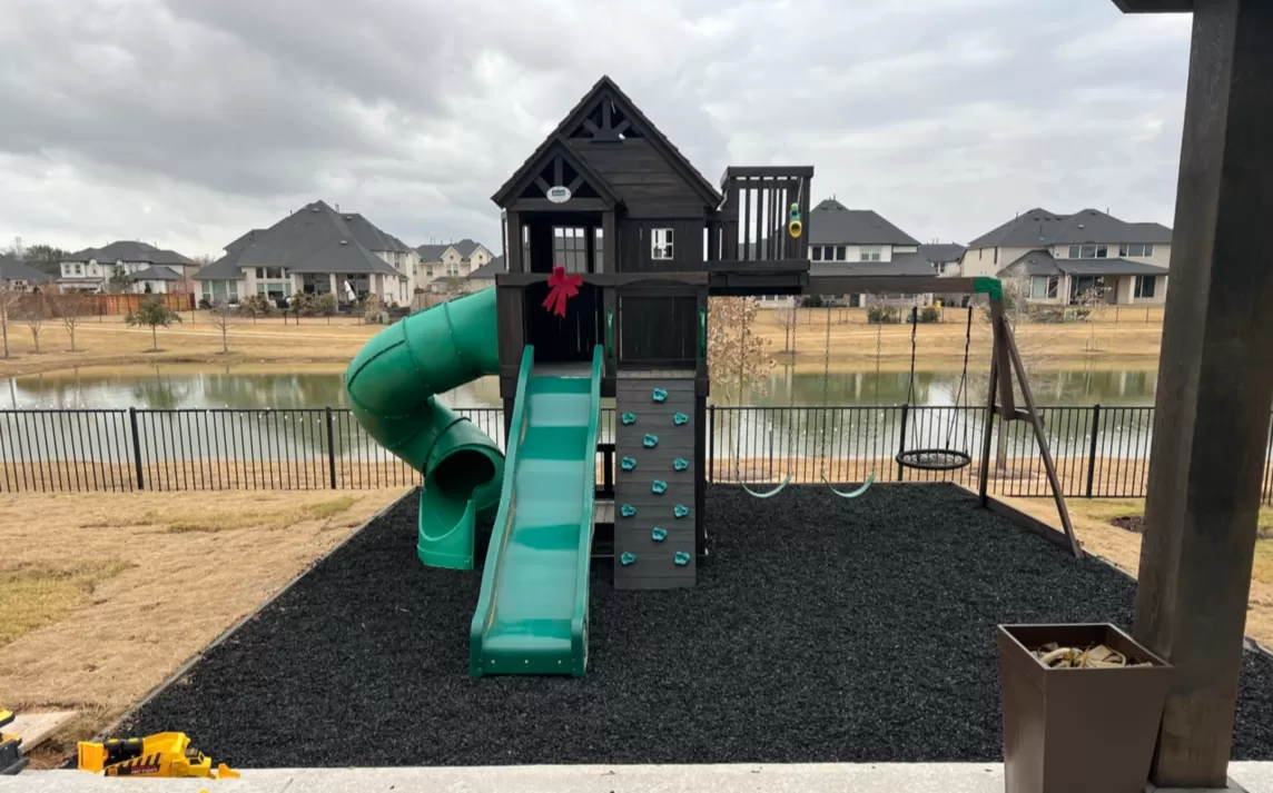 Black Playset with Black Rubber Mulch Base