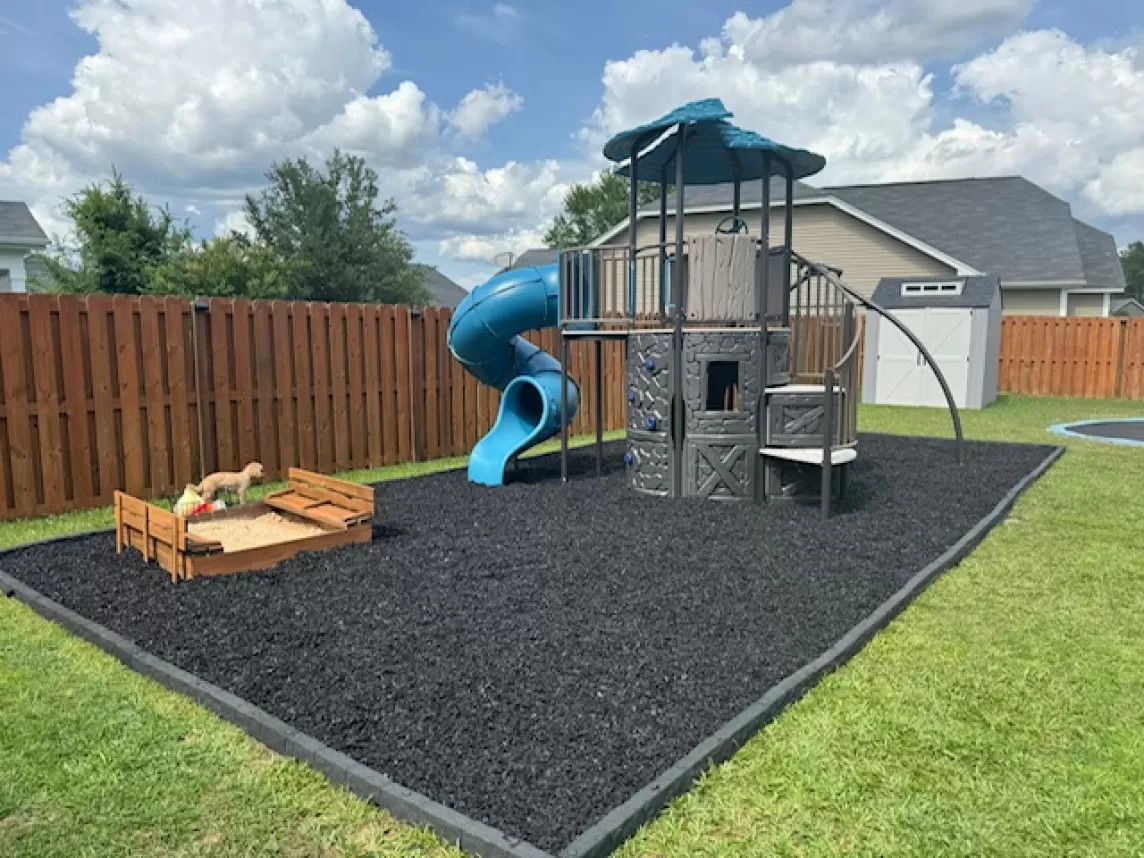 Black Rubber Mulch Playground Ground Covering