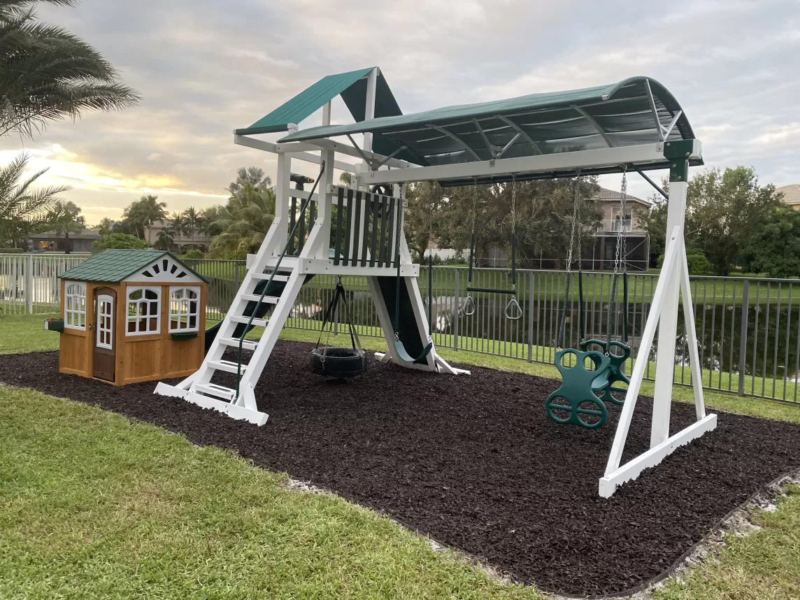 White Playground with Rubber Mulch Surfacing