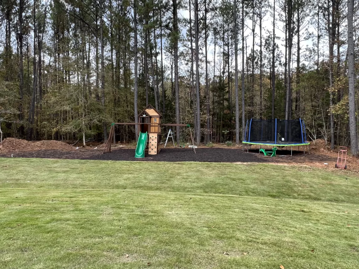 Kids Playground With Brown Rubber Mulch
