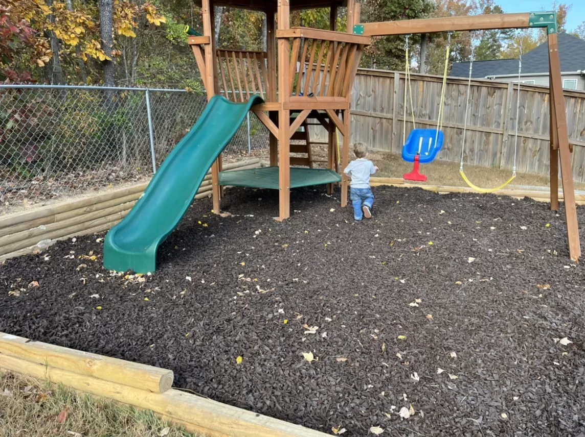 Playground With Brown Rubber Mulch