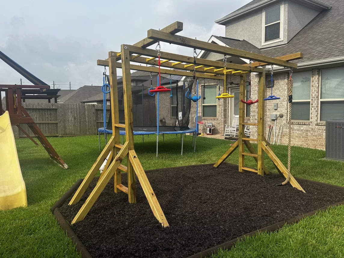 Ninja Warrior Course with Rubber Mulch Footing
