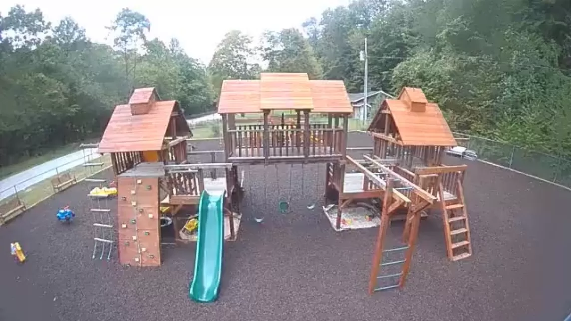 Community Center Playground with Brown Rubber Mulch