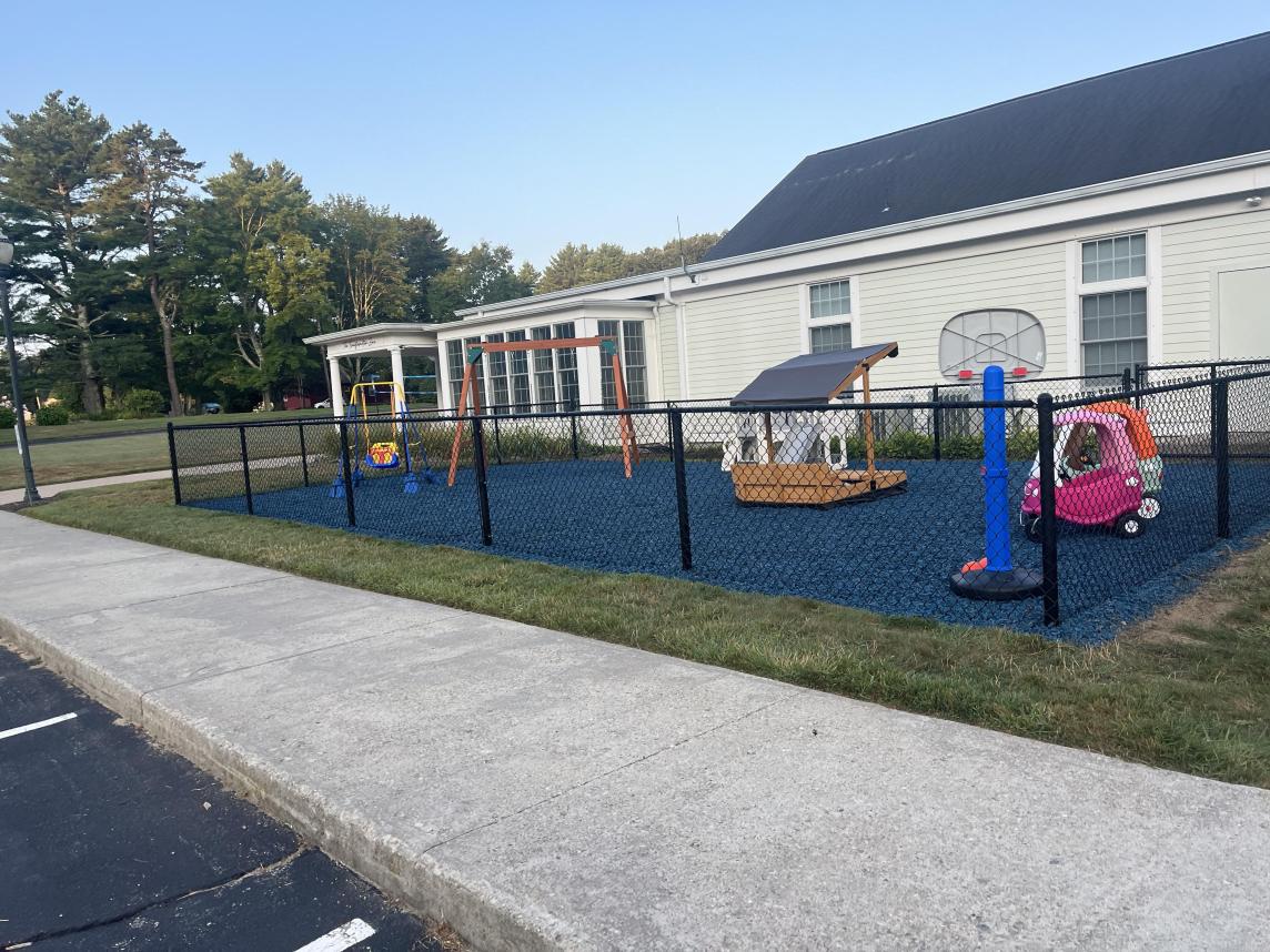 Commercial Playground with Blue Rubber Mulch Ground Cover Commercial Playground with Blue Rubber Mulch Ground Cover