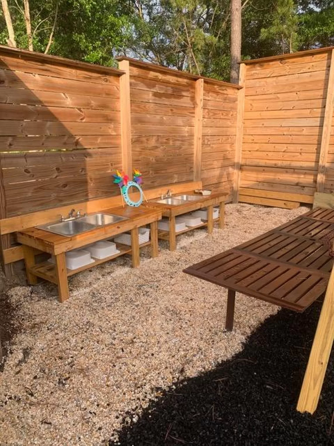 Rubber Mulch Next To Rock 