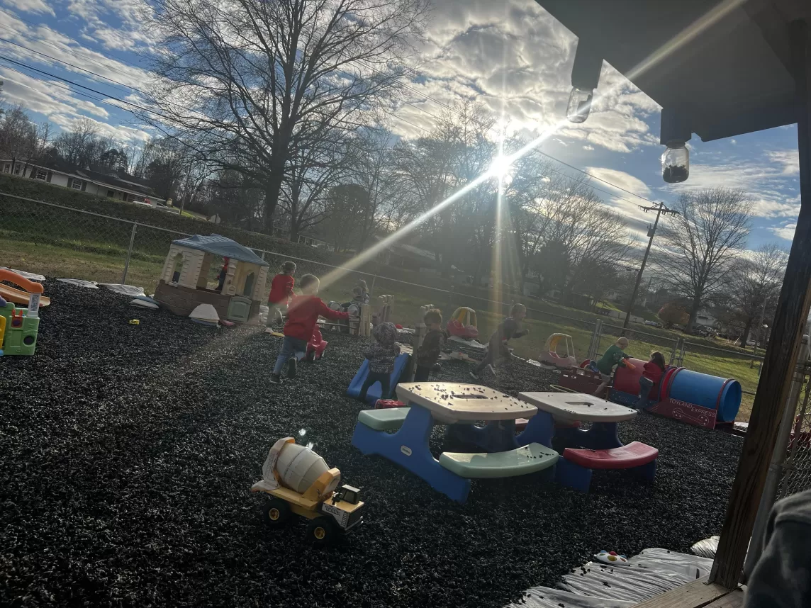 Daycare with rubber mulch playground
