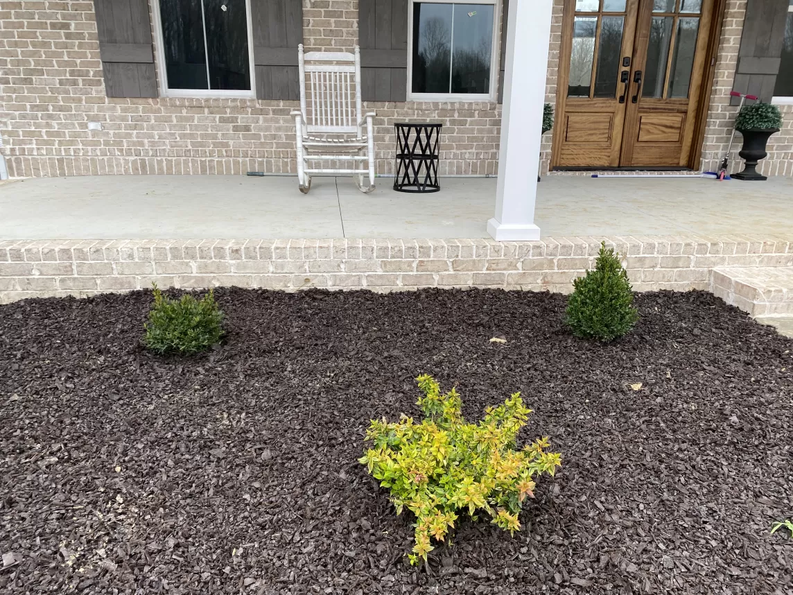 Rubber Mulch close up in flower bed