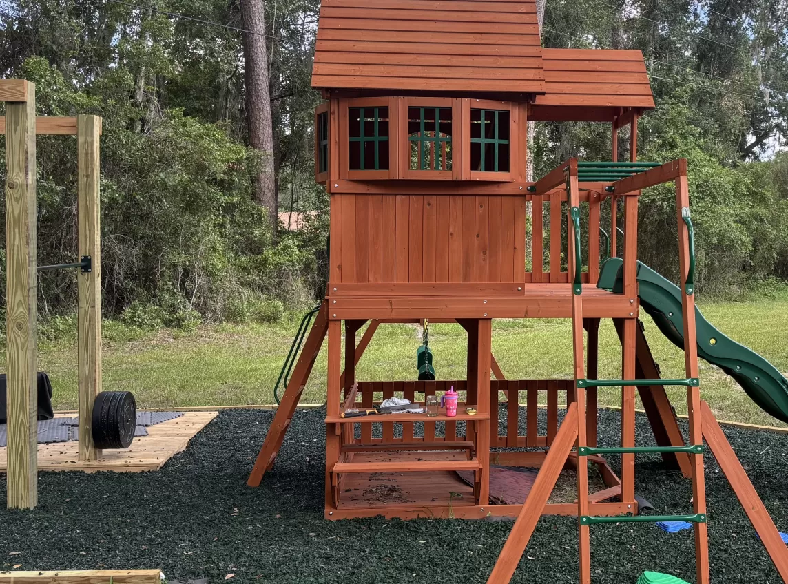 Workout Rig and Playground with Rubber Mulch Surfacing