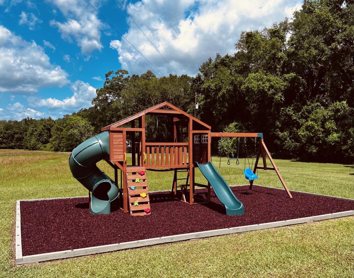 Red Rubber Mulch Playground Playground with red rubber mulch ground cover