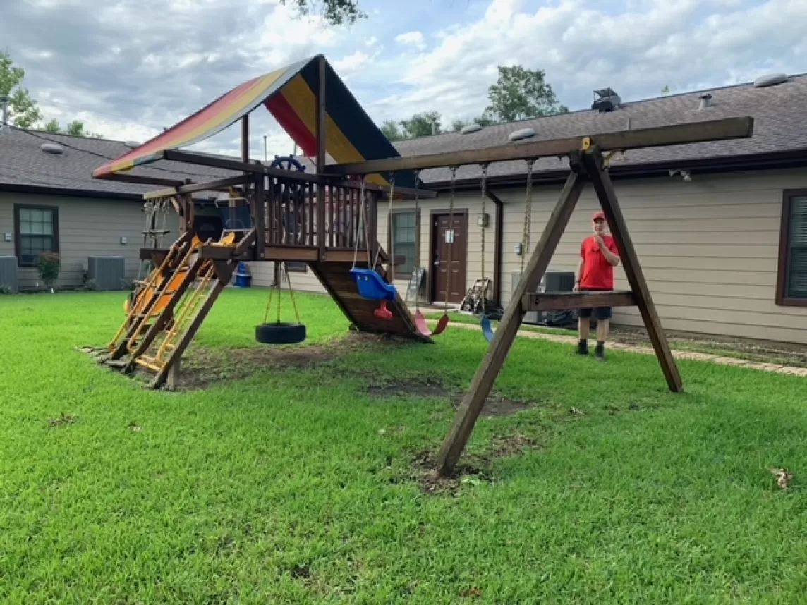 BEFORE - Playground without safety ground cover.  
