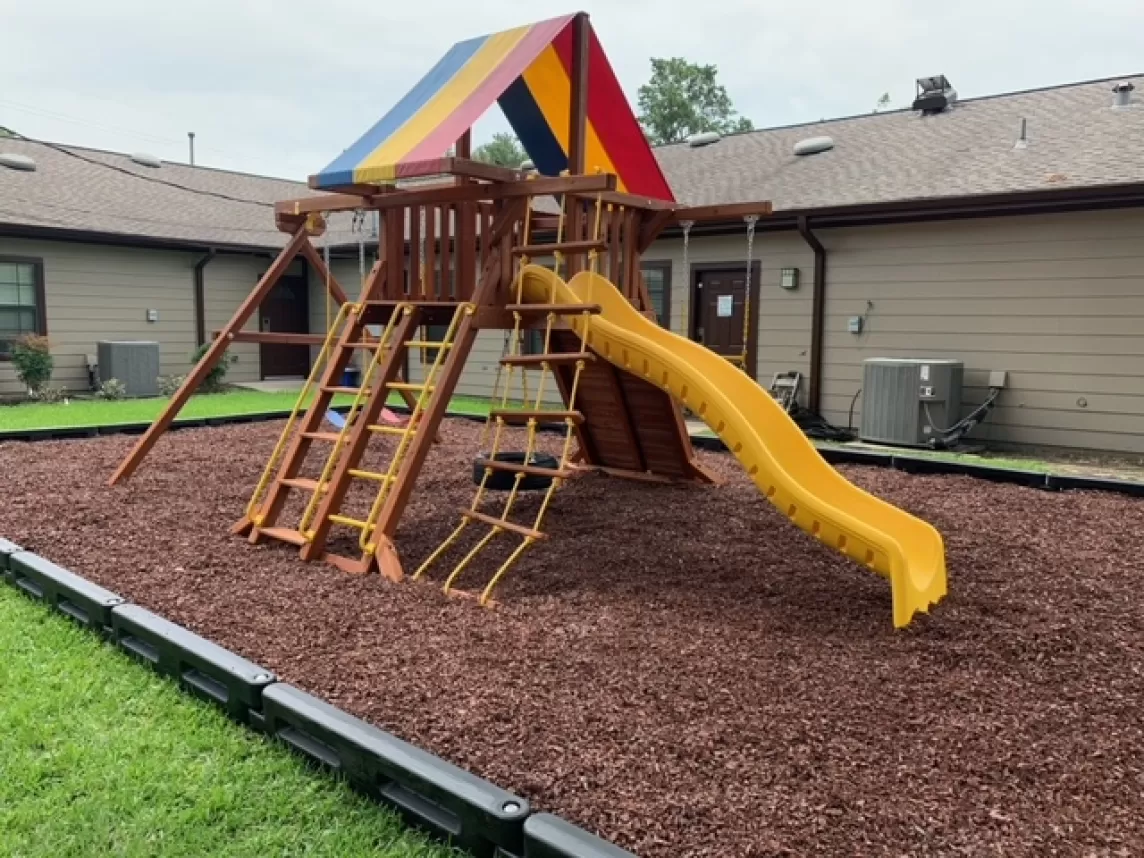 AFTER - Playground Makeover With Red Rubber Mulch