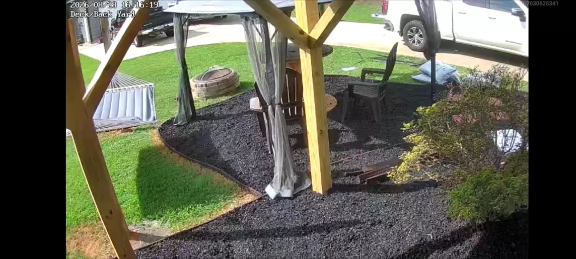 Gazebo with Black Rubber Mulch Ground Cover
