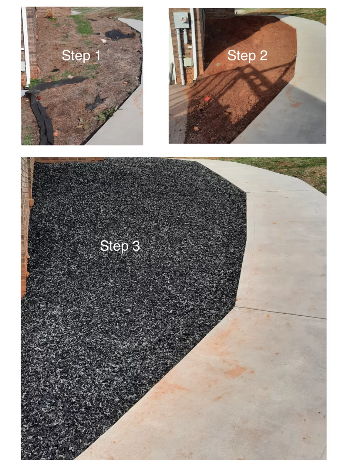 Uncoated Rubber Mulch Landscape Makeover