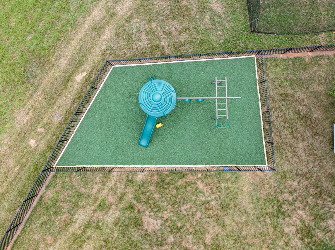 Playground with Green Rubber Mulch Birdseye View