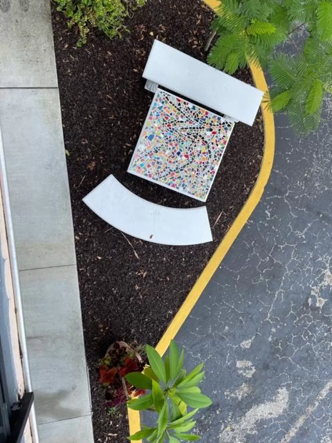 Commercial Parking Lot with Rubber Mulch in Buffer Zones