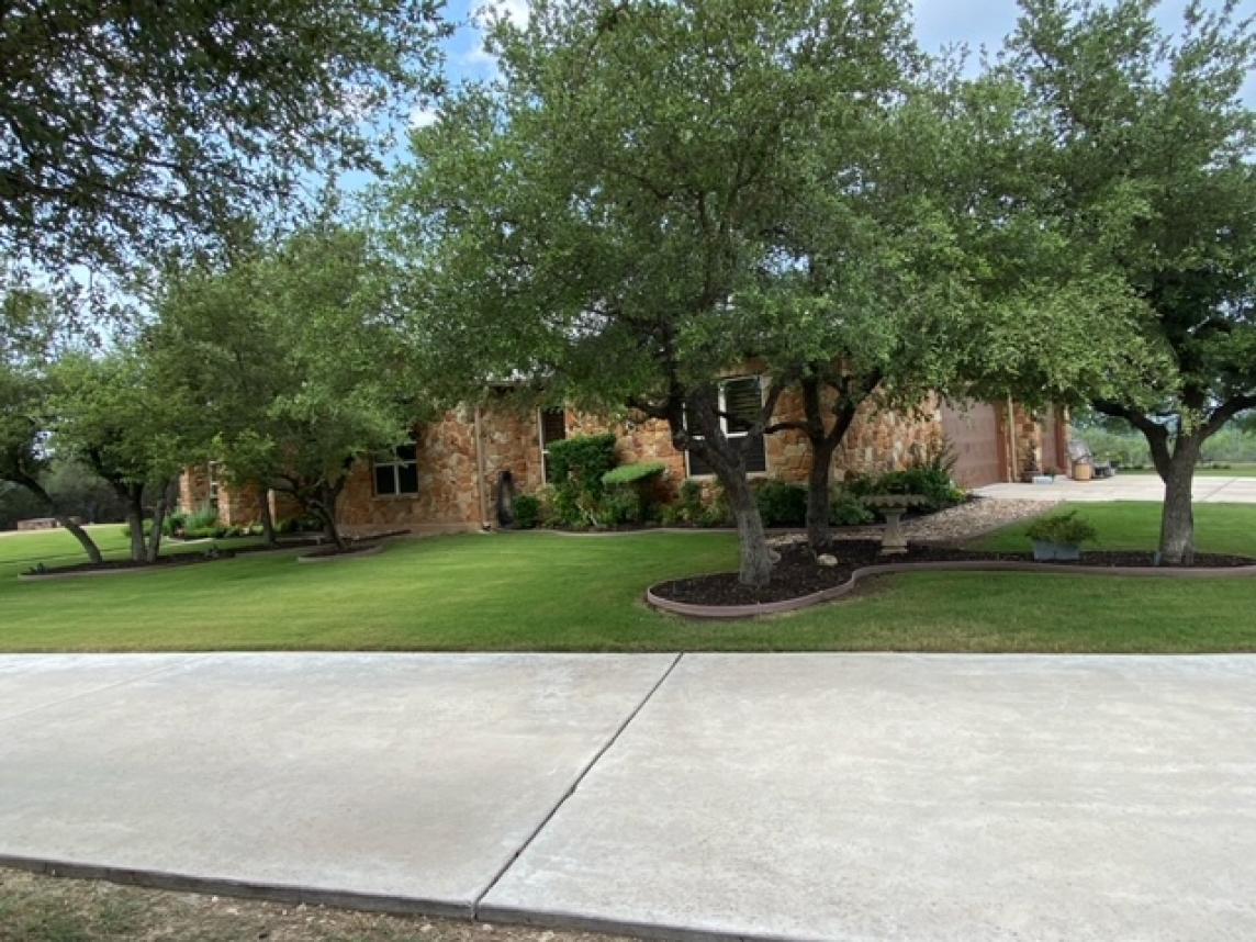 Curvy tree islands with rubber mulch