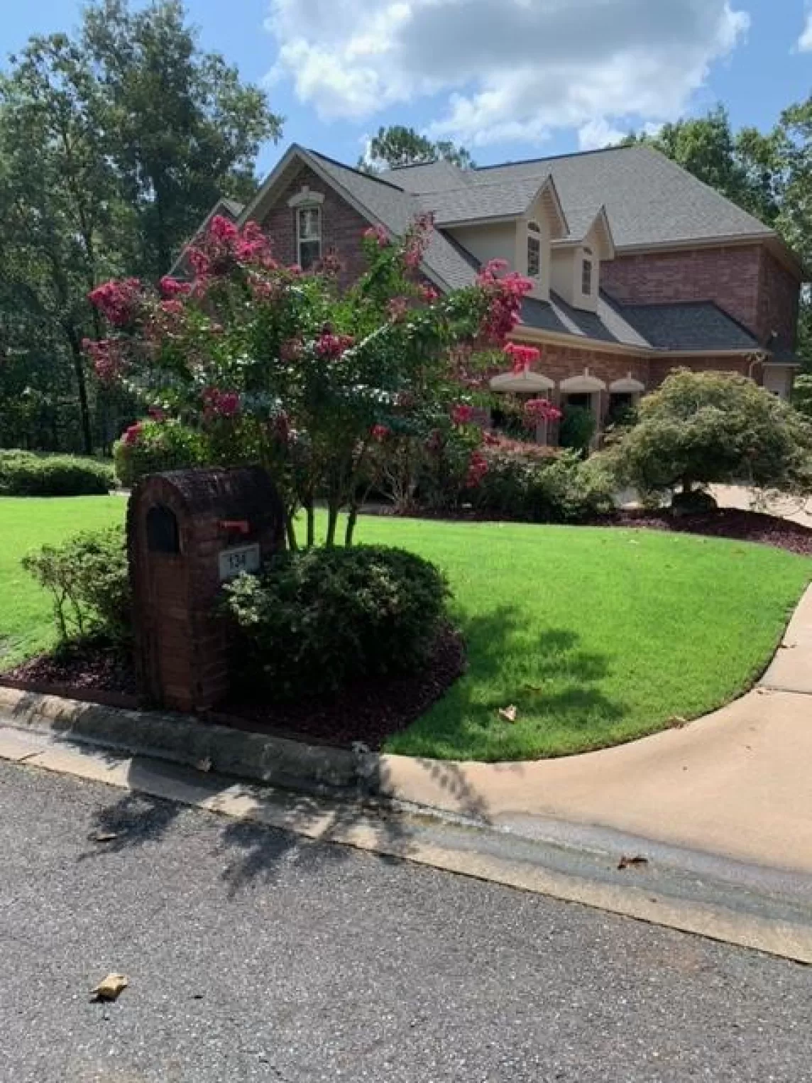 Stunning House with Red Rubber Mulch