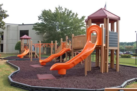 School Playground With Rubber Mulch