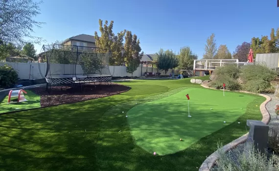 Zero Scape with Putting Green and Rubber Mulch